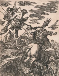 Rapto de Perséfone com Plutão a cavalo à direita, 1590-1607.