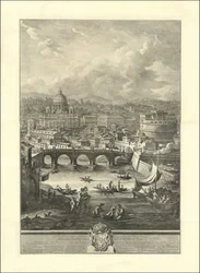 O Prospeto da Cidade Leonina, que pode ser visto com a Basílica do Vaticano, a Ponte e o Castelo de S. Ângelo