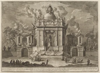 Um templo dedicado a Esculápio, para o Festival "Chinea"