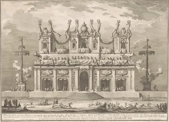 A Seconda Macchina para a Chinea de 1765: um edifício decorado com postes de Cocanha