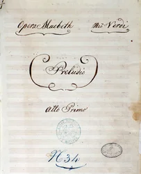 Primeira página da partitura original da ópera Macbeth de Giuseppe Verdi