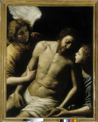 O Cristo morto apoiado por dois anjos