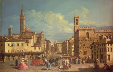 A Badia Fiorentina e o Palazzo Del Podesta na Piazza di San Firenze, c.1754 (óleo sobre tela)