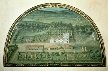 Colle Salvetti, de uma série de lunetas que retratam as vistas das villas Medici, 1599 (têmpera no painel)