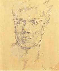 Cabeça de um homem, c.1920 (carvão sobre papel)