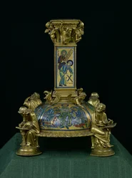 Base da Cruz de São Bertino, da Abadia Saint-Bertin, c.1180 (esmalte de bronze e champleve dourado) (ver também 232624-25 e 232839)