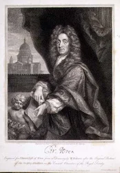 Retrato de Christopher Wren gravado para a 