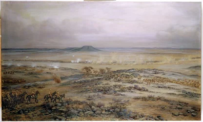 O ataque à força de Cronje em Vedute Drift perto de Paardeberg, 1900