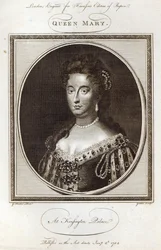 Rainha Maria no Palácio de Kensington, gravada para a edição de Rapin de Harrison, publicada em 8 de janeiro de 1785