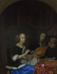 Uma Mulher cantando e um Homem com Cittern, c. 1665-1667