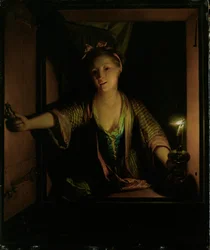 Uma rapariga à janela (óleo sobre tábua)