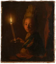 Rapariga com vela acesa