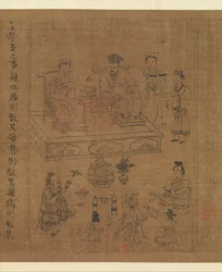 O Clássico da Piedade Filial, c.1085 (tinta e cor na seda)