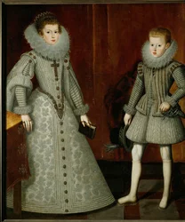 O Infante Filipe, mais tarde Rei Filipe IV de Espanha, e a sua irmã Ana, Anne d