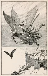 O companheiro de viagem voou atrás dela, de Fairy Tales from Hans Anderson, pub 1919.