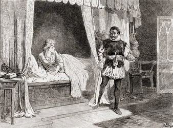 Uma cena de William Shakespeares toca Othello Act V, Cena 2, Desdemona: Falar de matar Othello: Ay I Do, de Os Trabalhos de William Shakespeare, publicado em 1896