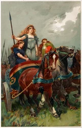&39;Spear na mão, Boadicea os levou a atacar&39;, ilustração de &39;Heroes und Heroines of English History&39; de Alice S. Hoffman