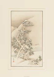 Impressão de xilogravura-Árvores na neve