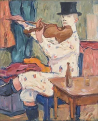 Um palhaço tocando violino, 1915