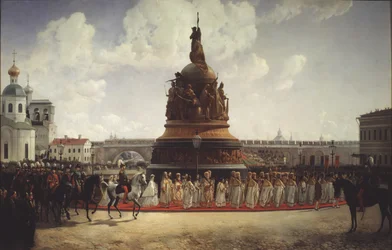 A consagração do monumento ao milênio da Rússia em Novgorod em 1862, 1864