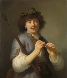 Rembrandt como pastor com cajado e flauta do pastor. 1636