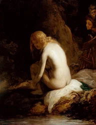 "Suzanne et les vieillards" (Susanna e os Anciãos) Peinture de Govaert (Governo) Flinck (1615-1660) Óleo sobre madeira Dim 49,6x37,8 cm Staatliche Museen, Berlim