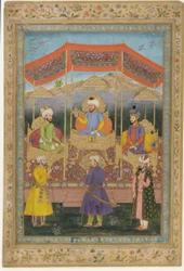 Grupo ancestral de governantes Mughal, século 18.