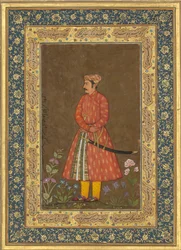 Retrato de Rup Singh, Folio do álbum Shah Jahan, verso: ca. 1615-20, reto: ca. 1500