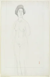 Desenho de um Nu Posicionado Frontal, início do século 20