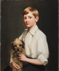 Retrato de Lord Hugh Percy, 7 anos, com um terrier