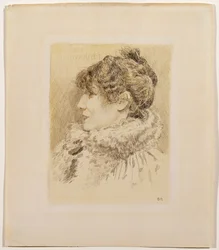 Retrato de Sarah Bernhardt (1844-1923) (tinta e lavagem sobre papel)