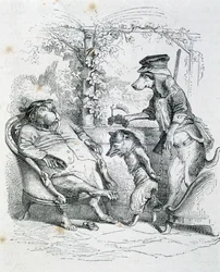 Os Dois Cães e a Raposa Riffler - por Grandville