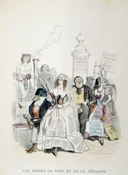 O Casamento do Puff e a Publicidade (cartoon sobre a abundância de publicidade na imprensa) - por Grandville