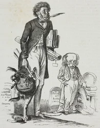 Por que tirar açaime das feras?, caricatura de Jean-Jacques Grandville (1803-1847), litografia de Gaetano Riccio da Poliorama Pittoresco, n 38, 30 de abril