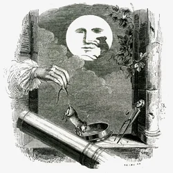 Um animal na lua: Fábula de La Fontaine ilustrada por Grandville.