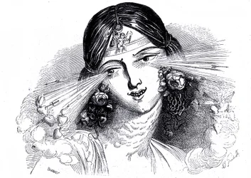 Rosto de uma mulher com olhos penetrantes