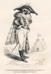 Ele tinha apenas suas belas cores para qualquer fortuna e pretendia viver em luxo, abundância e honras. Vinhetas ilustradas por JJ Granville. Gravura assinada por Andrew, Best e Leloir na parte intitulada "Voyage d