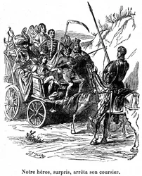 Ilustração das aventuras de Dom Quixote escrita por Cervantes