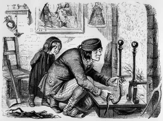 Fábula de La Fontaine (de Jean de La Fontaine): o agricultor e a víbora, gravura de J.J. Grandville, c. 1838-40