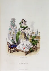 Personificação da planta medicinal Marshmallow tratando um sapo - em "Flores animadas" de Grandville