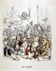 A bola mascarada dos animais - por Grandville