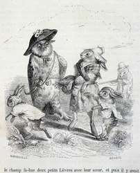 As duas lebrinhas, sua irmã e a coruja - por Grandville