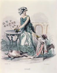 O Hemlock, de "Les Fleurs Animees", gravado por Charles Goeffroy (1819-82), 1847 (gravura a cores)