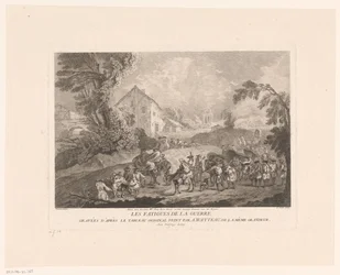 Paisagem com grupo de soldados de passagem
Les Fatigues de la Guerre (título sobre o objecto)
Impressões após Antoine Watteau (título da série)
A obra de Antoine Watteau (título da série)
