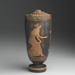 Sótão Lekythos (louça de barro esmaltada)