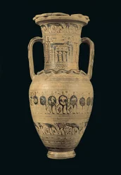 Ânfora do Ático, Período da Geometria II B Final (720-700 aC) (argila pintada)