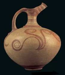 Jarro de bico de bico, possivelmente de Ática, Tarde Helladic IIIA 1 Período (c.1400-1350 aC) (argila pintada)