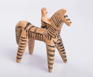 Cavalo e cavaleiro, provavelmente de Boetia, Grécia, Período Arcaico, c.550 a.C. (terracota)