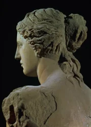 Vênus de Milo, detalhe da parte de trás da cabeça, período helenístico, c.100 aC, mármore para visão frontal, ver 14152