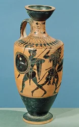 Lekythos estilo ático, representando Hércules e as Amazonas (cerâmica)